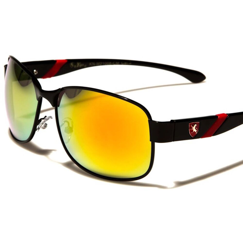 Modern Elegant Men Hot Celebrity Black Yellow Mirrored Lens Rectangle Sunglasses